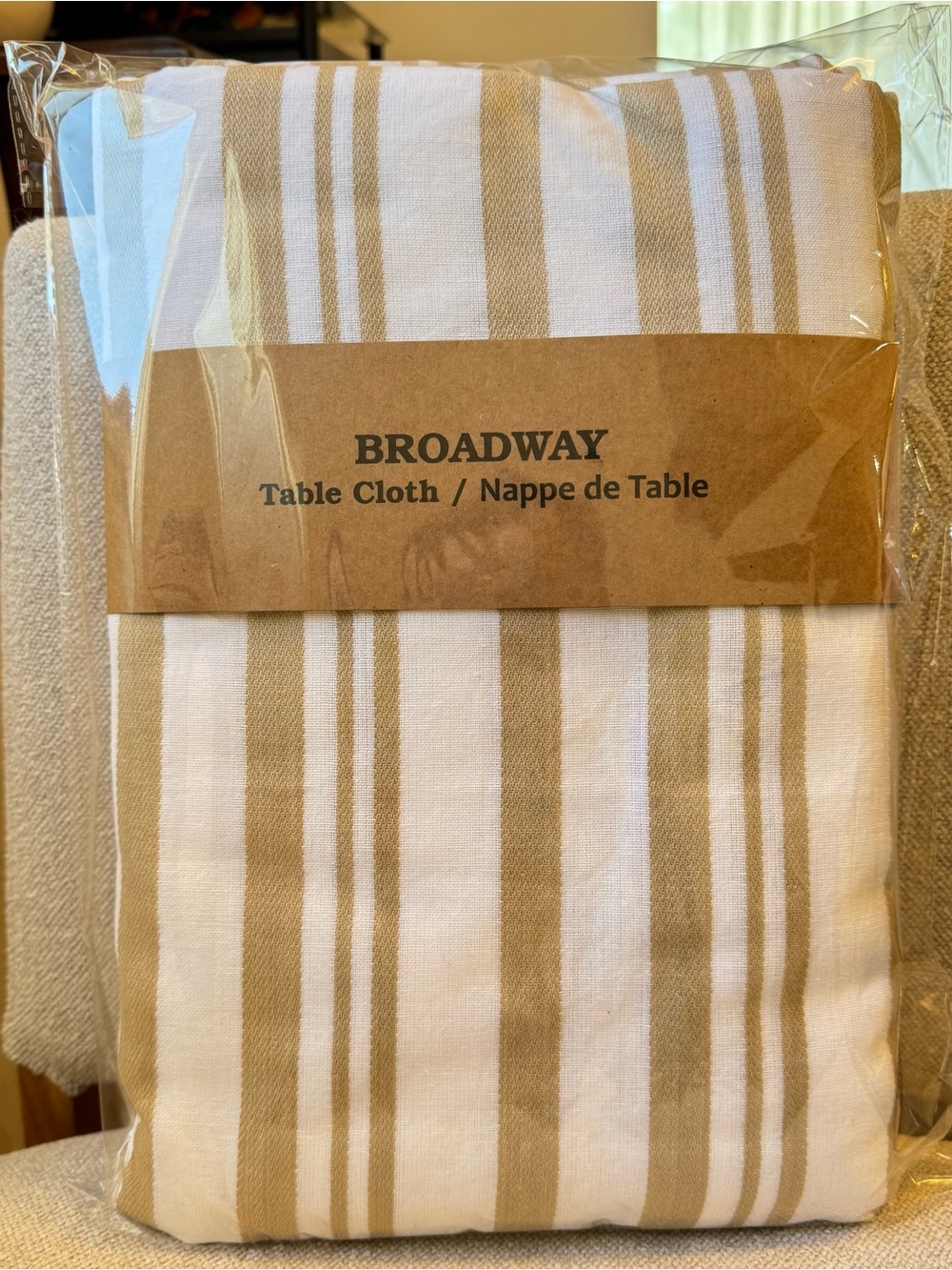 BrandNew Rustic Pottery Barn style table cloth 60X108” Khaki